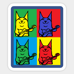 cat,guitar,bass,kitten pop art by LowEndGraphics Sticker